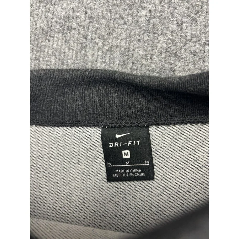 Nike Sweatshirt Womens Medium Gray Mock Neck Knit Pullover Dri-FIT Zip Pocket‎